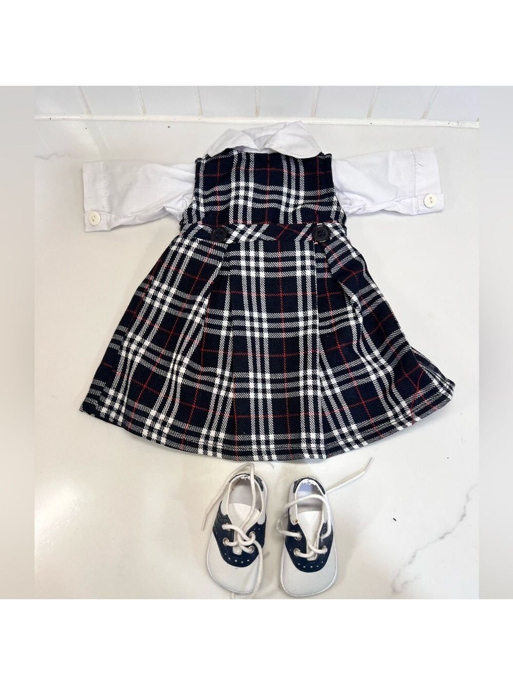 Doll Clothes For 18” Doll Like American Girl Black Plaid School Dress Jumper